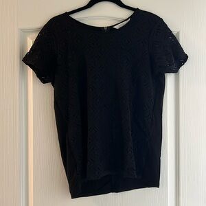 Black lace front blouse